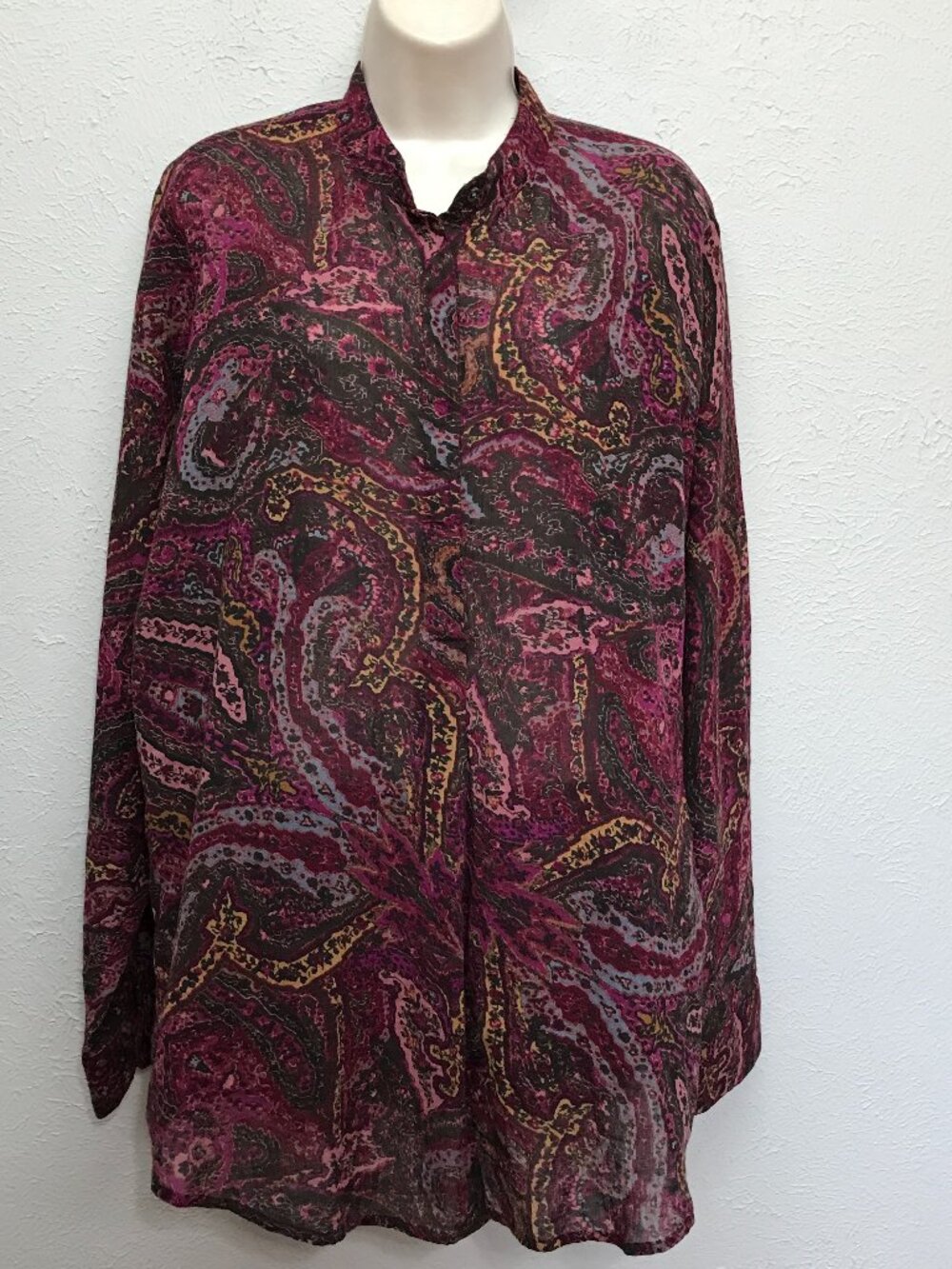 Lauren Ralph Lauren Blouse Womens XL Purple Paisley Lightweight Cotton Pullover
